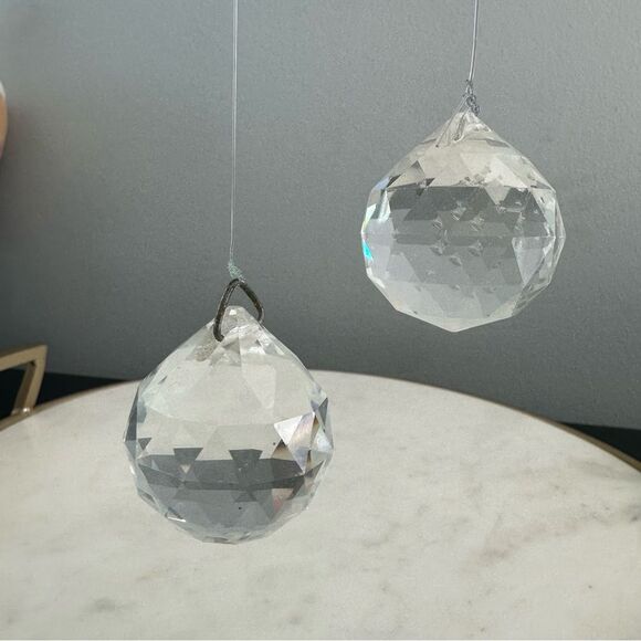 Feng Shui Faceted Crystal Ball Rainbow Prism Hanging Sun Catcher 2” Spheres Set - Picture 3 of 15